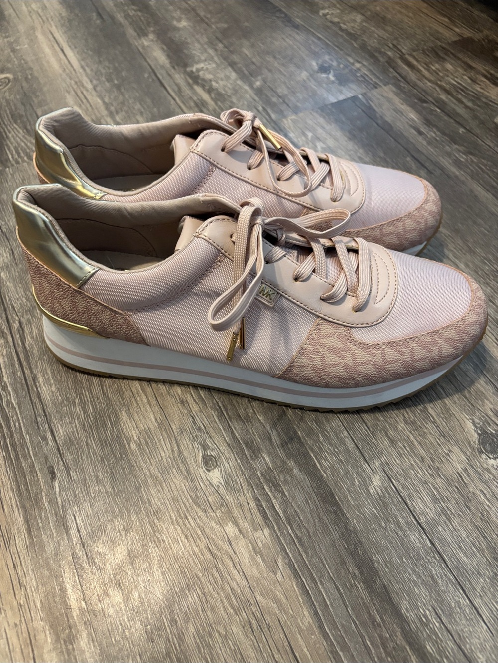 Michael Kors Blush Pink & Gold Platform Sneakers
